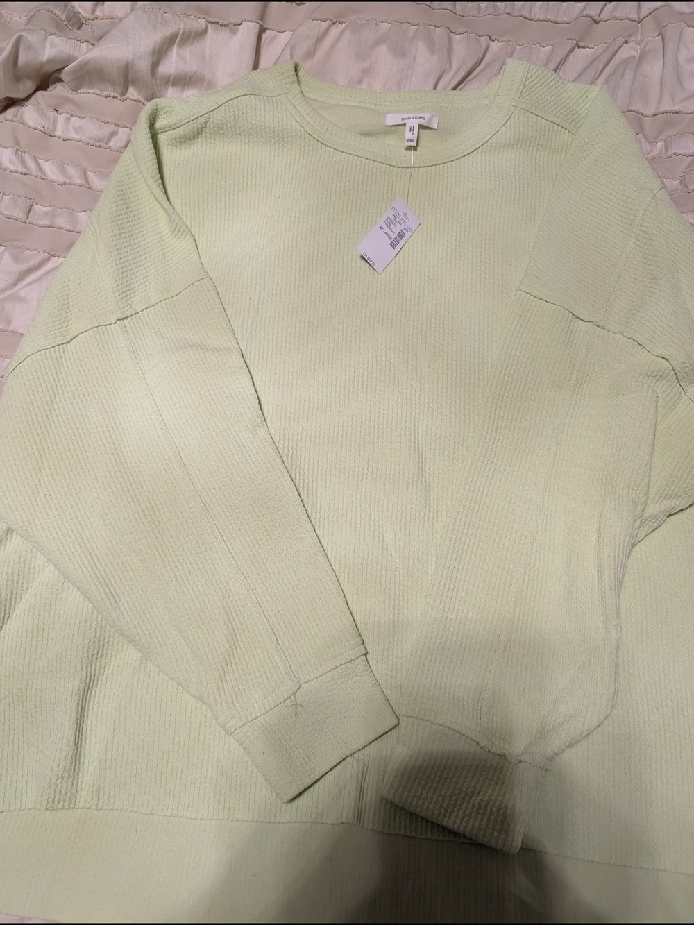 Maurices Light Green Waffle Knit Long Sleeve Top